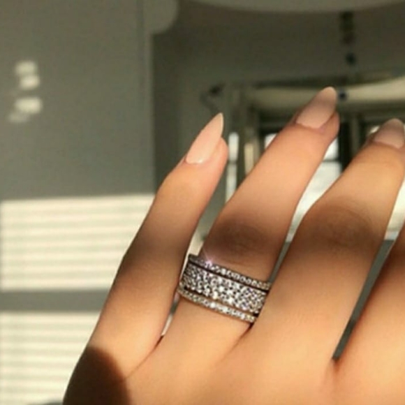 Eternity Triple Row Engagement Band - Picture 9 of 16